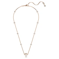 Dragon & Phoenix pendant, Crystal pearls, Dragon’s claw, White, 18K rose gold finish