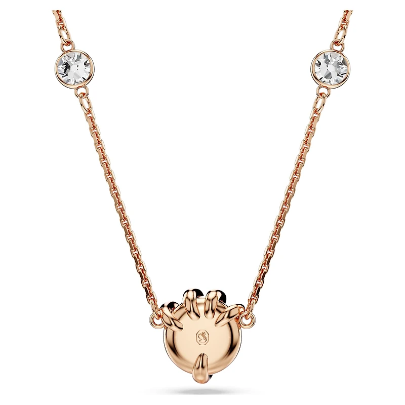 Dragon & Phoenix pendant, Crystal pearls, Dragon’s claw, White, 18K rose gold finish