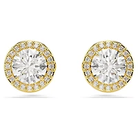 Una Angelic stud earrings, Round cut, Gold tone, 18K gold finish