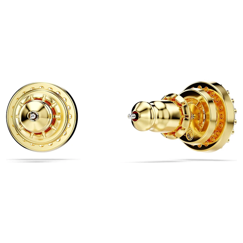 Una Angelic stud earrings, Round cut, Gold tone, 18K gold finish