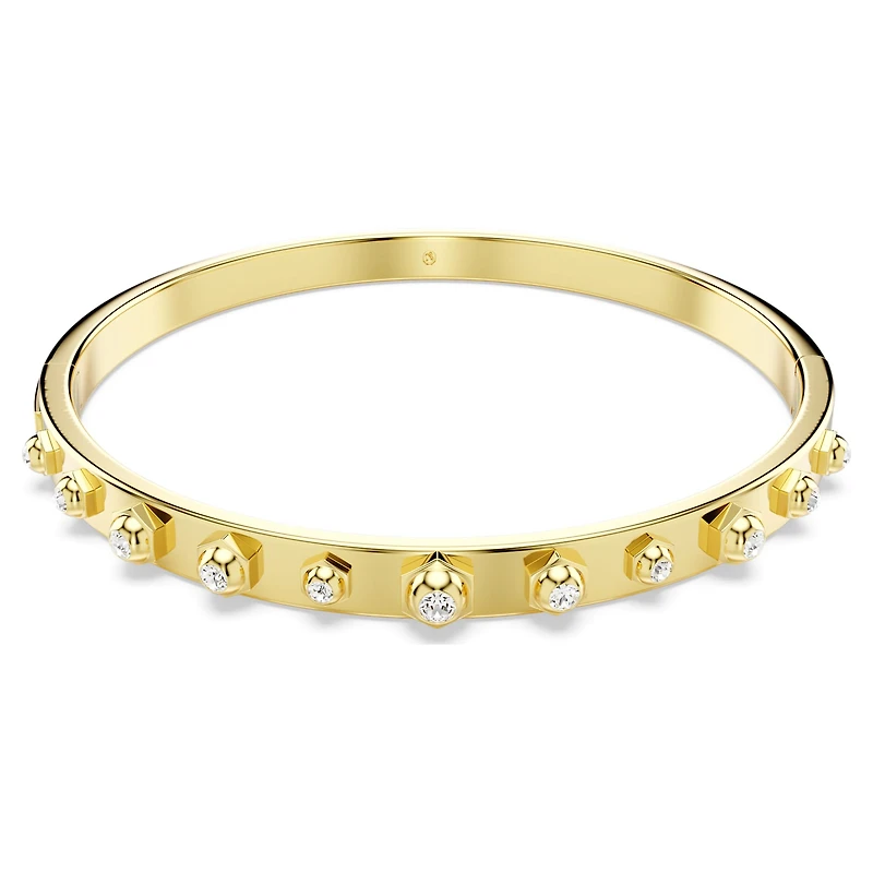 Numina bangle, Mixed round cuts, White, Gold-tone plated