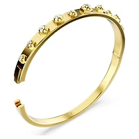 Numina bangle, Mixed round cuts, White, 18K gold finish