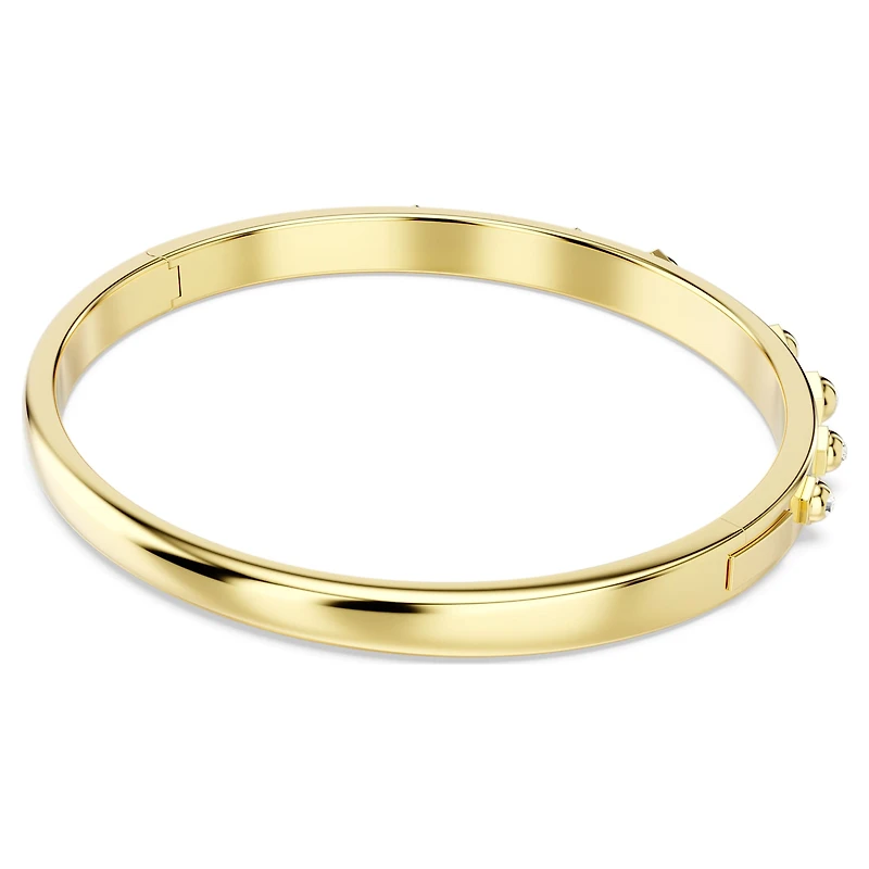 Numina bangle, Mixed round cuts, White, 18K gold finish