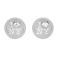 I LOVE NY stud earrings, White, Rhodium plated by SWAROVSKI