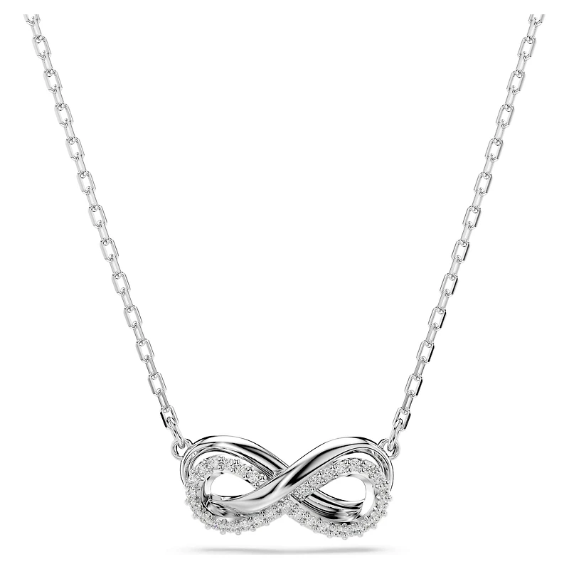 Hyperbola pendant, Pavé, Infinity, White, Rhodium plated by SWAROVSKI