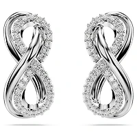 Hyperbola stud earrings, Infinity, White, Rhodium plated by SWAROVSKI