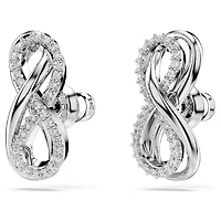 Hyperbola stud earrings, Infinity, White, Rhodium plated by SWAROVSKI