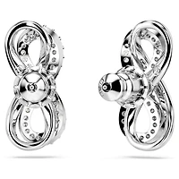 Hyperbola stud earrings, Infinity, White, Rhodium plated by SWAROVSKI