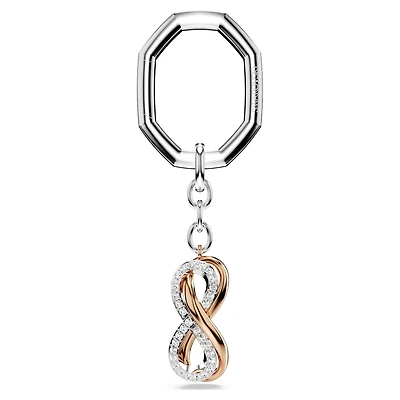 Key ring, Infinity, White, Mixed metal finish