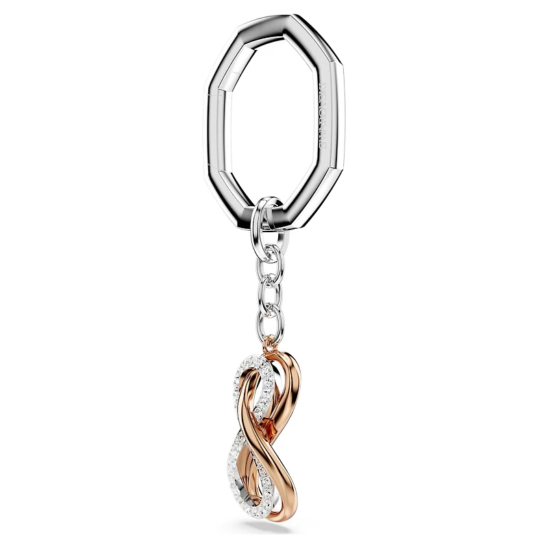 Hperbola key ring, Infinity, White, Mixed metal finish