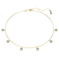 Imber necklace, Round cut, Light blue, Gold-tone plated by SWAROVSKI