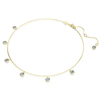 Imber necklace, Round cut, Light blue, Gold-tone plated by SWAROVSKI
