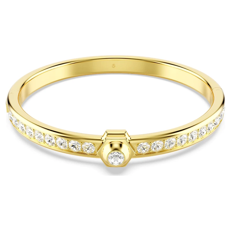 Numina bangle, Round cut, White, Gold-tone plated