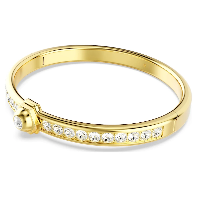 Numina bangle, Round cut, White, 18K gold finish