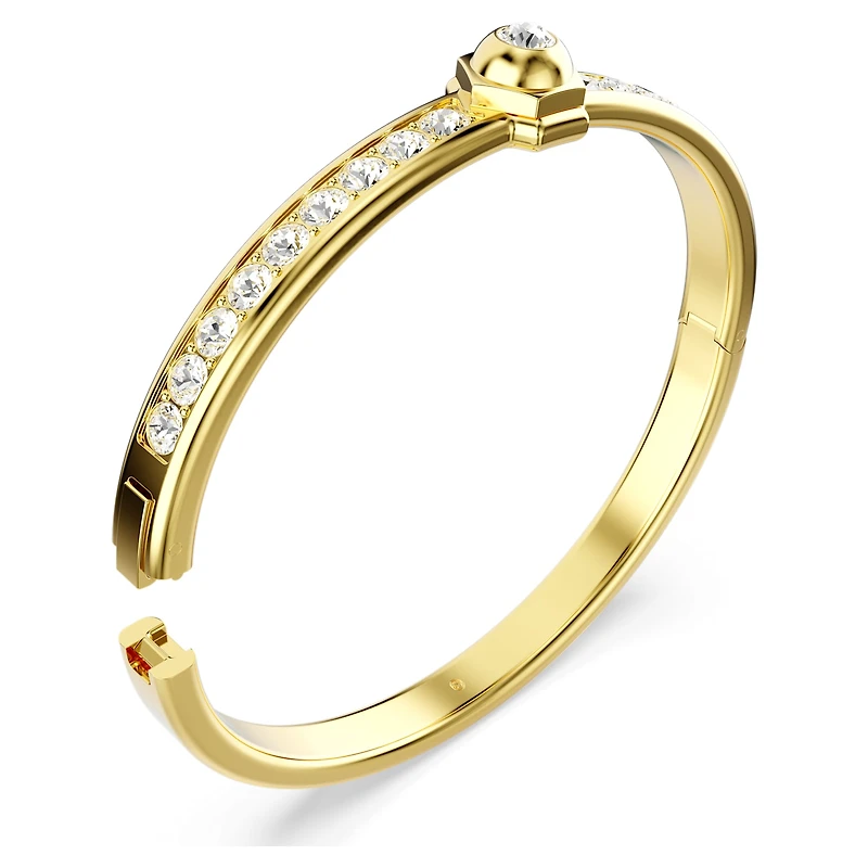 Numina bangle, Round cut, White, 18K gold finish