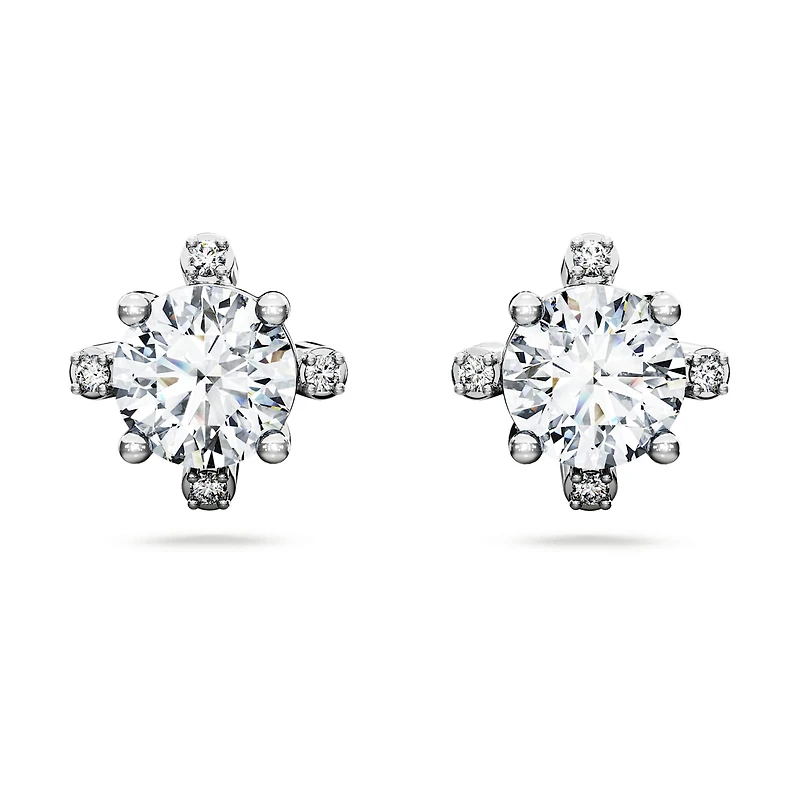 Galaxy stud earrings, Lab-grown diamonds 2.1 ct tw, Round shape, 14K white gold by SWAROVSKI