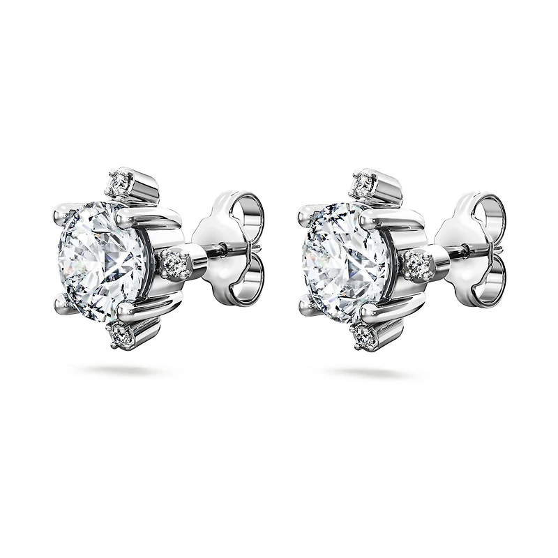 Galaxy stud earrings, Lab-grown diamonds 2.1 ct tw, Round shape, 14K white gold by SWAROVSKI