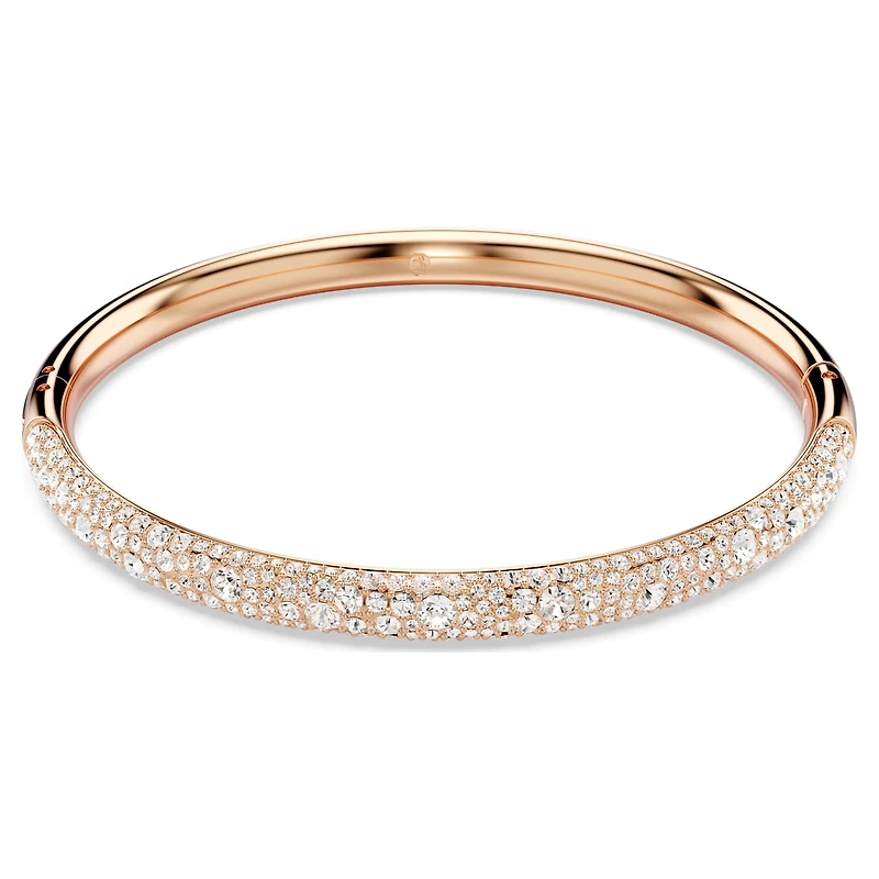 Sublima bangle, Snow pavé, White, 18K rose gold finish