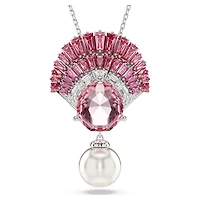 Idyllia pendant, Mixed cuts, Crystal pearl, Shell, Pink, Rhodium plated by SWAROVSKI