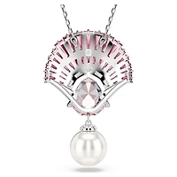 Idyllia pendant, Mixed cuts, Crystal pearl, Shell, Pink, Rhodium plated by SWAROVSKI
