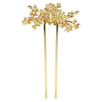 Gema hair clip, Crystal pearl, Mixed cuts, Flower, Pink, Gold-tone plated by SWAROVSKI