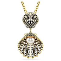 Idyllia pendant, Crystal pearl, Mixed cuts, Shell, White, Gold-tone plated by SWAROVSKI