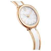 Crystalline bangle watch, Swiss Made, Metal bracelet, White, Rose gold-tone finish by SWAROVSKI