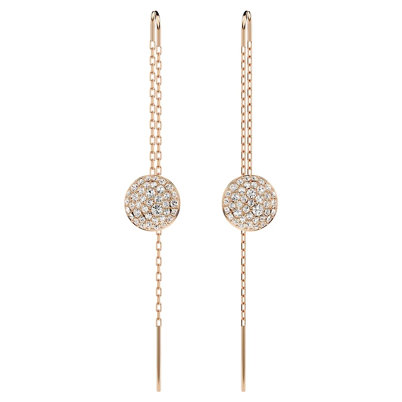 Sublima drop earrings, White, Rose gold-tone plated by SWAROVSKI