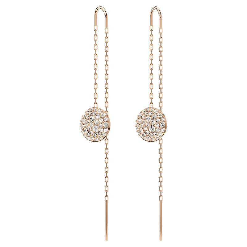 Sublima drop earrings, White, Rose gold-tone plated by SWAROVSKI