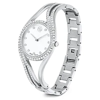Hyperbola bangle watch, Swiss Made, Metal bracelet, Silver tone, Stainless steel by SWAROVSKI