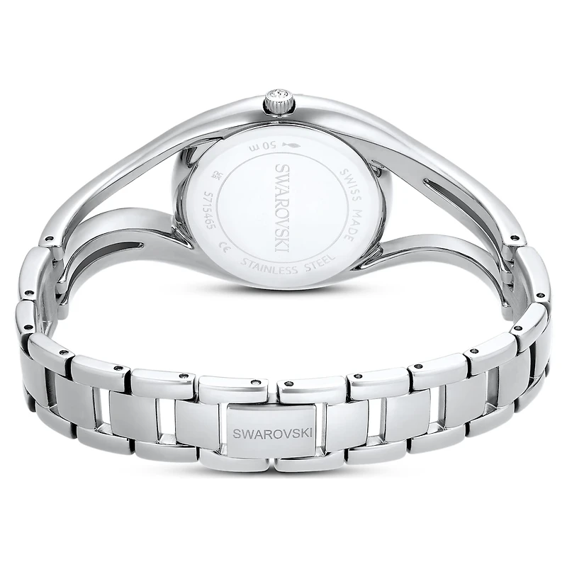 Hyperbola bangle watch, Swiss Made, Metal bracelet, Silver tone, Stainless steel by SWAROVSKI