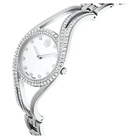 Hyperbola bangle watch, Swiss Made, Metal bracelet, Silver tone, Stainless steel by SWAROVSKI