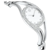 Hyperbola bangle watch, Swiss Made, Metal bracelet, Silver tone, Stainless steel by SWAROVSKI