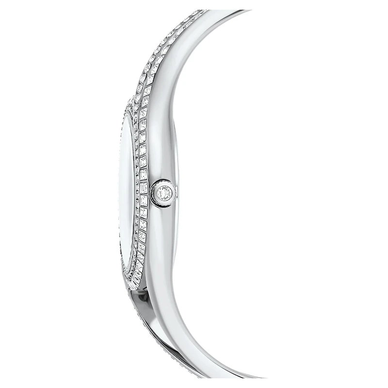 Hyperbola bangle watch, Swiss Made, Metal bracelet, Silver tone, Stainless steel by SWAROVSKI