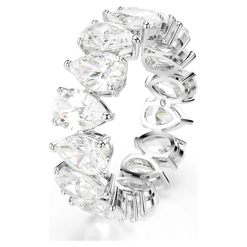 Matrix Vittore ring, Pear cut, White, Silver-tone finish by SWAROVSKI