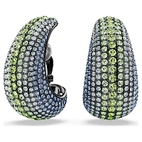 Sublima clip earrings, Round cut, Large, Multicolored, Ruthenium plated by SWAROVSKI