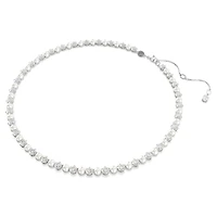 Matrix Tennis necklace, Crystal pearl, Round cut, White, Rhodium plated by SWAROVSKI