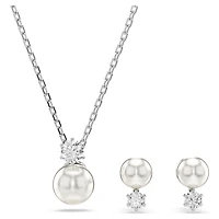 Matrix set, Crystal pearl, Round cut, White, Rhodium plated by SWAROVSKI