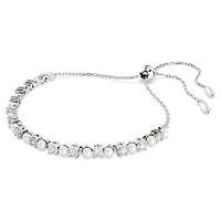 Matrix bracelet, Crystal pearl, Round cut, White, Rhodium plated by SWAROVSKI