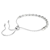 Matrix Tennis bracelet, Crystal pearl, Round cut, White, Rhodium plated by SWAROVSKI