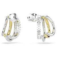 Hyperbola hoop earrings, Mixed cuts, Mini, White, Mixed metal finish by SWAROVSKI