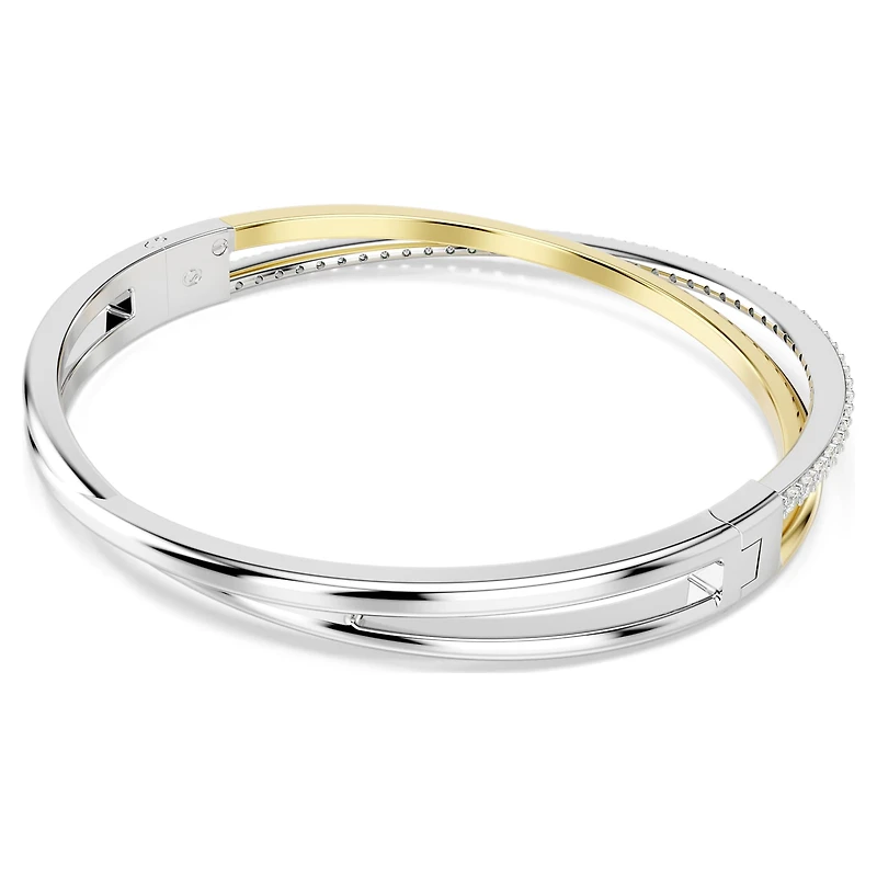 Hyperbola bangle, Round cut, White, Mixed metal finish by SWAROVSKI