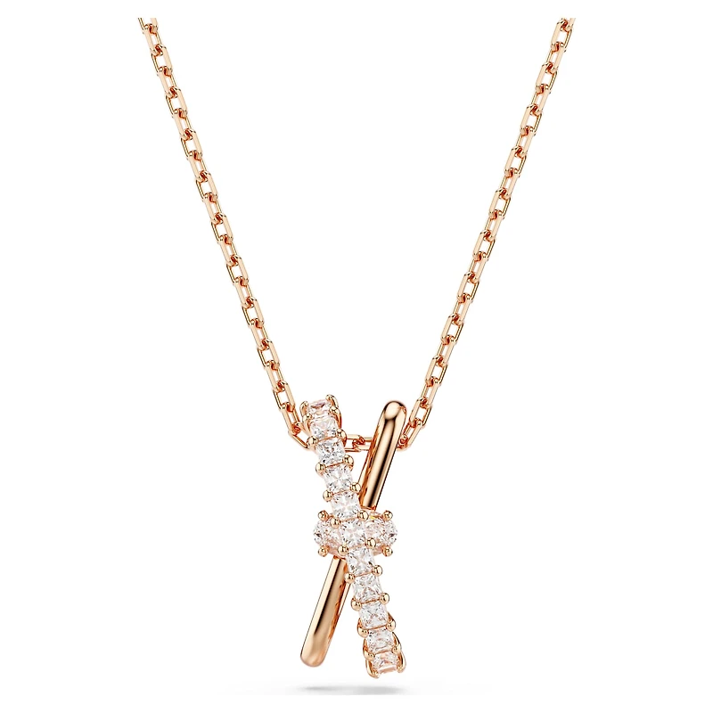 Hyperbola pendant, Mixed cuts, Twist, White, Rose gold-tone plated by SWAROVSKI