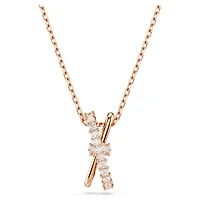 Hyperbola pendant, Mixed cuts, Twist, White, Rose gold-tone plated by SWAROVSKI