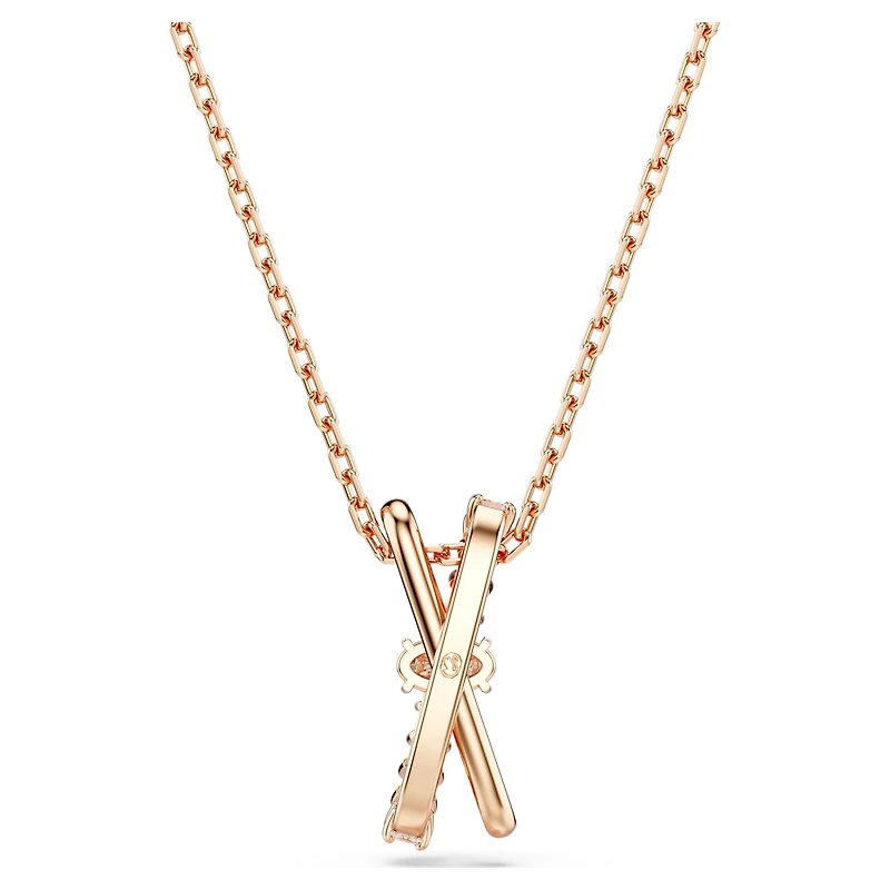 Hyperbola pendant, Mixed cuts, Twist, White, 18K rose gold finish