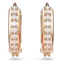Matrix hoop earrings, Round cut, White, 18K rose gold finish