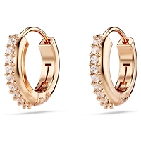Matrix hoop earrings, Round cut, White, 18K rose gold finish