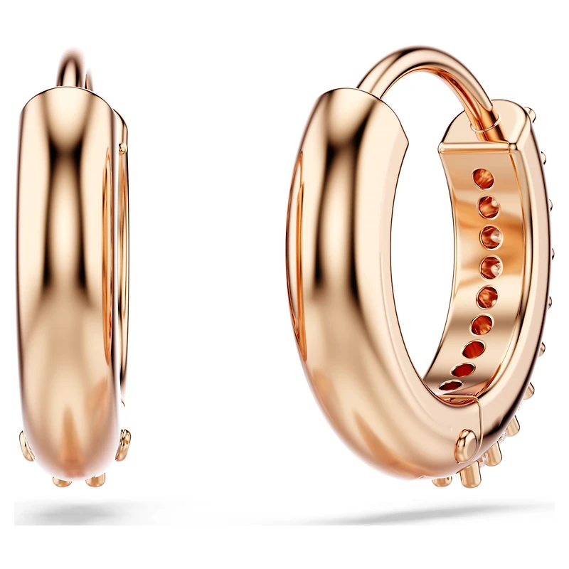 Matrix hoop earrings, Round cut, White, 18K rose gold finish