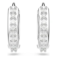 Matrix hoop earrings, Round cut, White, Rhodium plated by SWAROVSKI