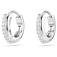 Matrix hoop earrings, Round cut, White, Rhodium plated by SWAROVSKI